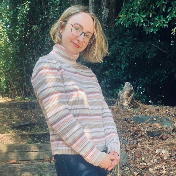 Sonoma Lifestyle Pastel Striped Turtleneck Sweater Long Sleeve - Picture 3 of 3